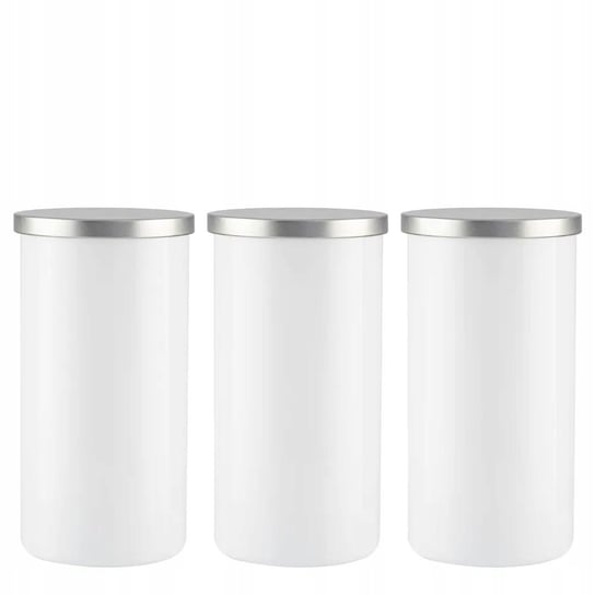 Białe pojemniki do przechowywania z ze srebrnymi deklami Nefeli Snow White 3x1210 ml Trend For Home
