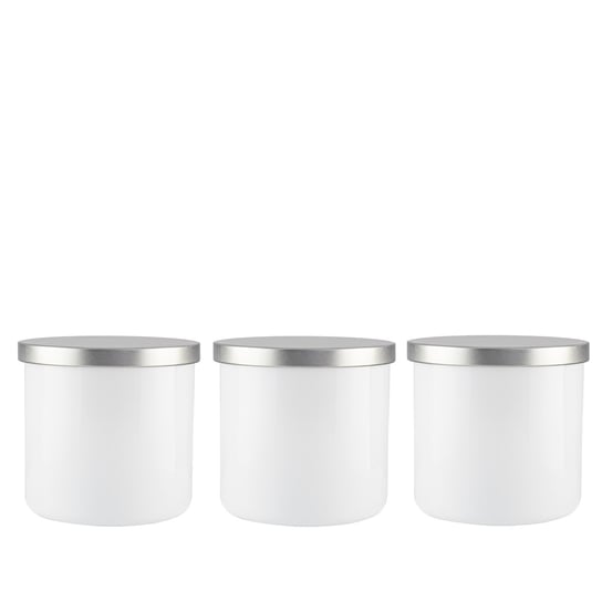 Białe pojemniki do przechowywania ze srebrnymi deklami Calliope Snow White 3x680 ml Trend For Home