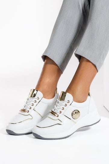 Białe sneakersy damskie buty sportowe na platformie sznurowane Casu SG-813-3-36 Casu