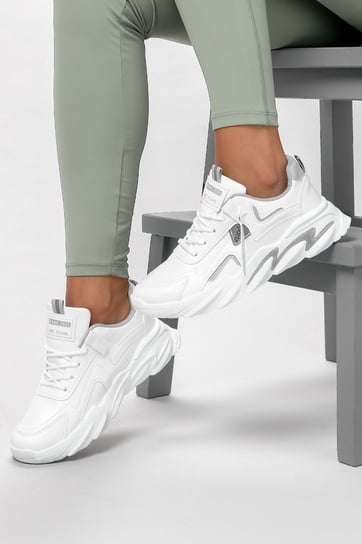 Białe sneakersy na platformie buty sportowe sznurowane Casu 20-11-21-WG-36 Casu