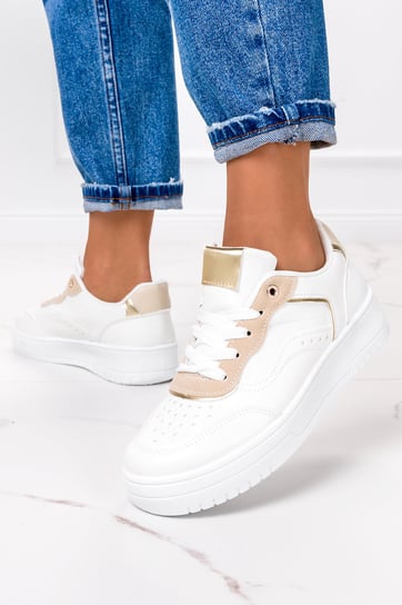 Białe sneakersy na platformie buty sportowe sznurowane Casu 7-K2221D-39 Casu