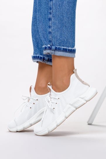 Białe sneakersy na platformie buty sportowe sznurowane Casu YF608-63-40 Casu