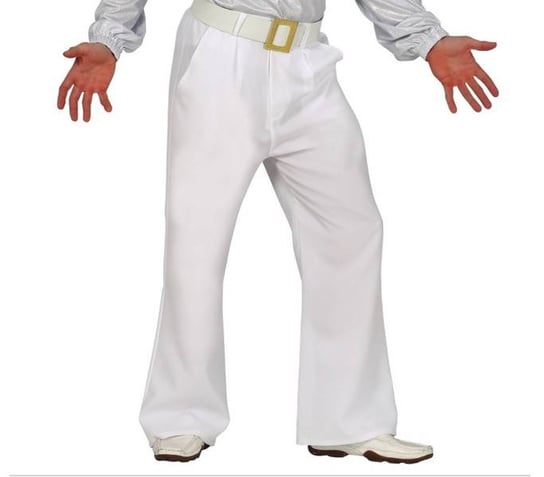 Białe Spodnie Dzwony Męskie Disco Guirca