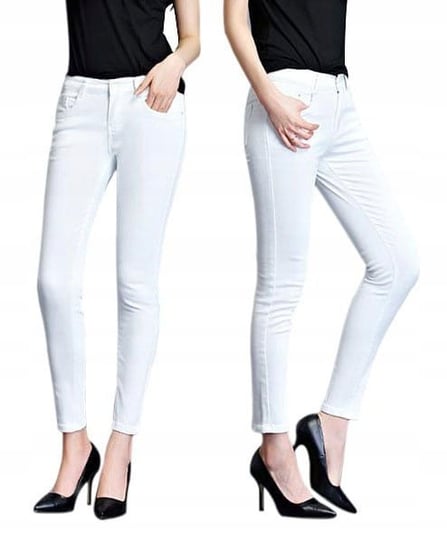 Białe Spodnie Rurki Damskie Jeans Strecz Białe Spodnie Rurki Damskie Jeans Strecz 922 90 cm Inna marka