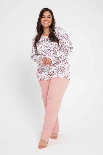 Biało-brzoskwiniowa piżama damska z wzorem w kwiaty marki Taro Taro