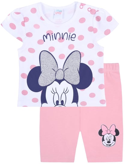 Biało-morelowy komplet niemowlęcy w kropki, koszulka + spodenki Myszka Minnie Disney 62 cm sarcia.eu