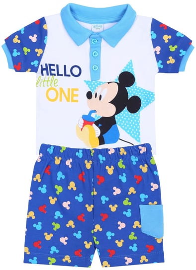 Biało-niebieski, letni komplet niemowlęcy: koszulka polo+spodenki Myszka Mickey Disney 6 m 68 cm Disney