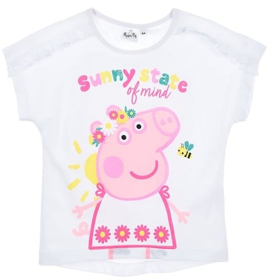 Biały bawełniany t-shirt licencja Świnka Peppa Świnka Peppa