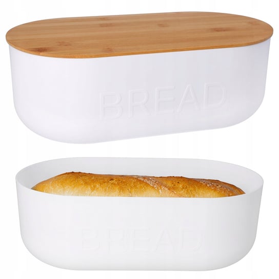 Biały CHLEBAK pojemnik na chleb pieczywo bułki deska bambusowa 35x19x12 cm Nice Stuff