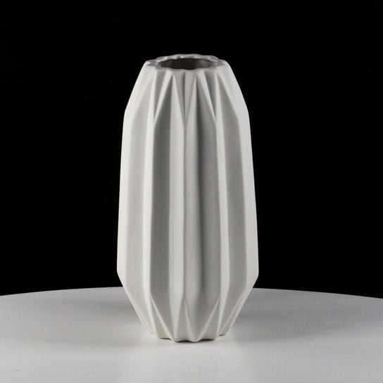 Biały Dekoracyjny Wazon Ceramiczny Ozdobny Karbowany Milano - 29cm Inna marka