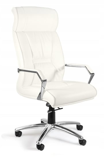 Biały fotel biurowy gabinetowy skóra naturalna Unique