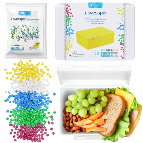 Biały Lunch Box Dla Dzieci 1,27L + Klocki Til Til Wessper
