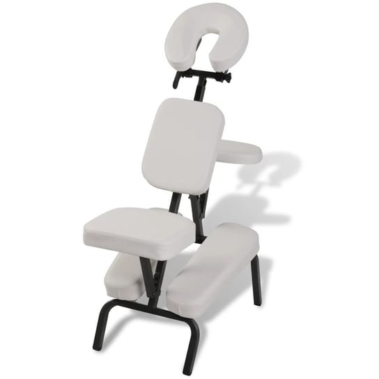 Biały, składany i przenośny fotel masujący vidaXL