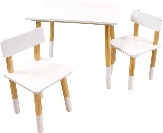 Biały Stolik Drewniany Stół 2 Krzesełka Dla Dzieci Arditex