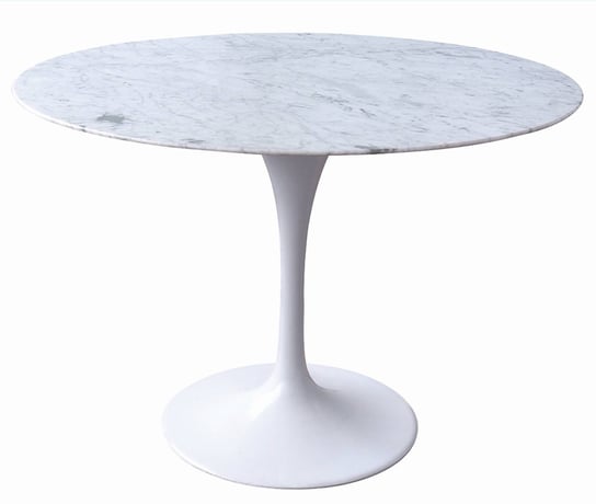Biały stolik z marmurowym blatem o średnicy 120 cm Pallero