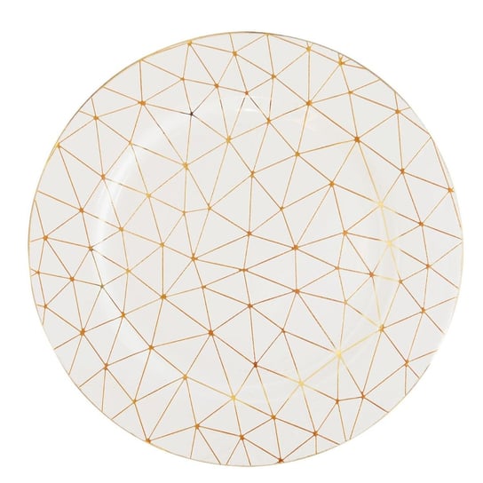 Biały talerz geometrycznym wzorem Jum 33 cm Duwen