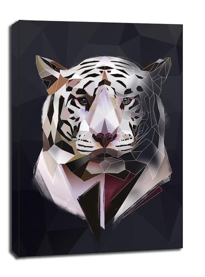 Biały tygrys, ciemne tło - obraz na płótnie 61x91,5 cm Galeria Plakatu