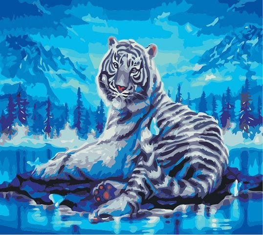 Biały tygrys nocą - Malowanie po numerach 30x40 cm ArtOnly