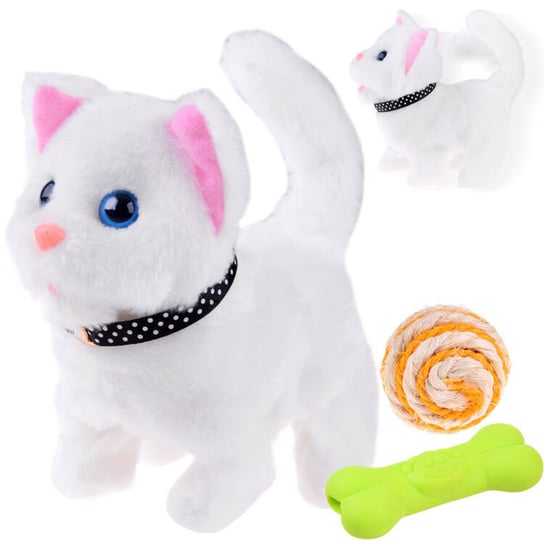 Biały uroczy kotek interaktywny rusza się chodzi miauczy ZA4654 BI Inna marka