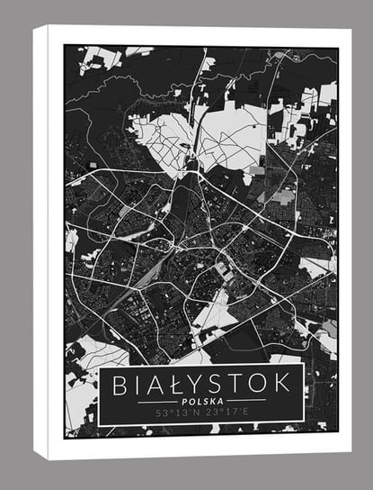 Białystok czarna mapa - obraz na płótnie 20x30 cm Inna marka
