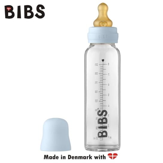 Bibs Baby Glass Bottle Baby Blue Antykolkowa Butelka Szklana Dla Niemowląt 225 Ml Bibs
