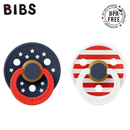 Bibs Colour 2-Pack Stars & Stripes M Smoczek Uspokajający Kauczuk Hevea Bibs