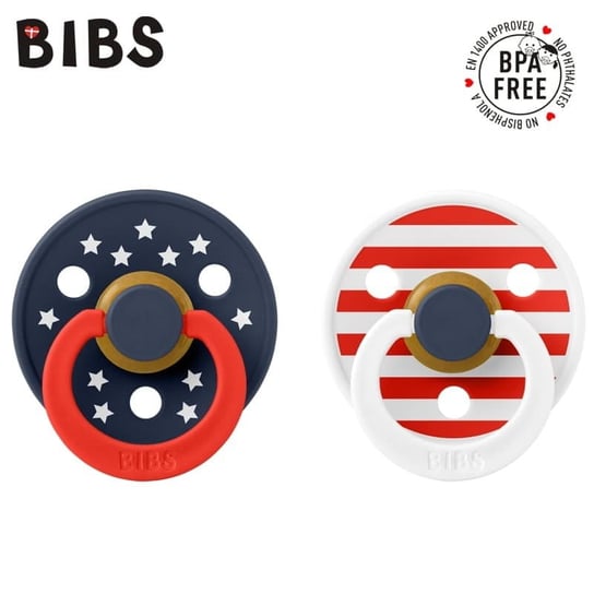 Bibs Colour 2-Pack Stars & Stripes S Smoczek Uspokajający Kauczuk Hevea Bibs
