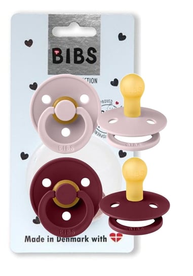 Bibs Dwupak Smoczek Uspokajający Kauczuk Hevea Rozmiar S 0m+ 2szt PINK PLUM & ELDERBERRY Bibs