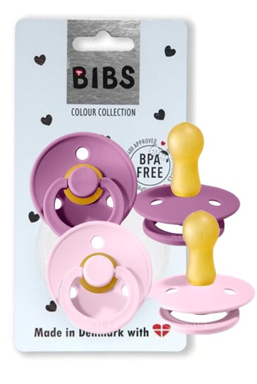 Bibs, Hevea, Smoczek uspokajający, Kauczuk, rozmiar M, 6m+, Lavender & Baby Pink, 2 szt. Bibs