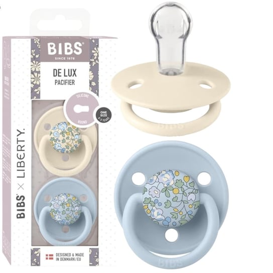 Bibs Liberty De Lux Smoczek Uspokajający Silikonowy 2-Pack Eloise Baby Blue 0-36M Bibs