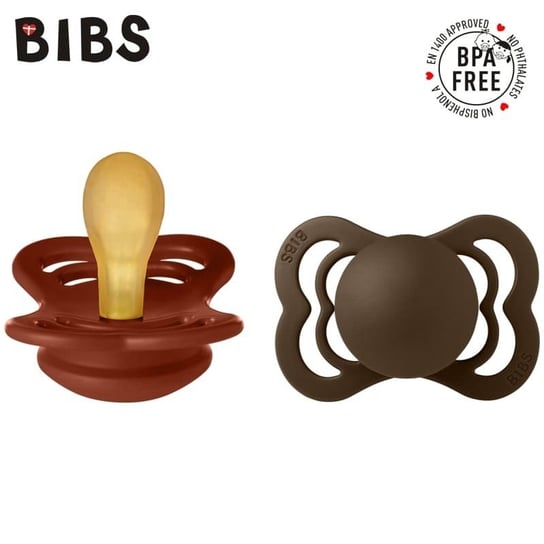 BIBS SUPREME 2-PACK RUST & MOCHA S Smoczek Symetryczny kauczuk Hevea Bibs