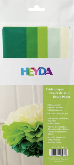 Bibuła dekoracyjna, 5 kolorów, odcienie zieleni Heyda