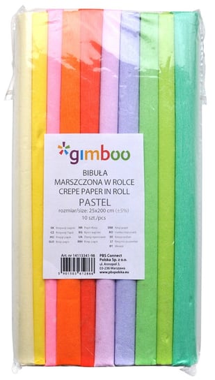 Bibuła marszczona GIMBOO Pastel, w rolce, 25x200cm, 10szt., mix kolorów Gimboo