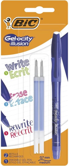 Bic, Długopis Wymazywalny Gel-Ocity Illusion Bic Niebieski Blister 1+2Szt BIC