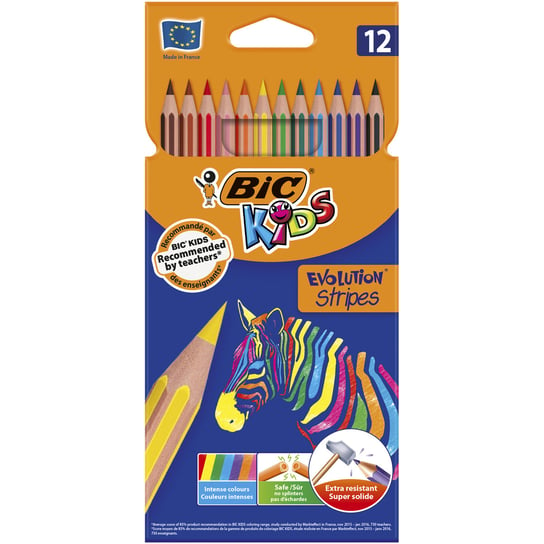 BIC Kids Eco Evolution Stripes, Kredki ołówkowe, 12 sztuk BIC