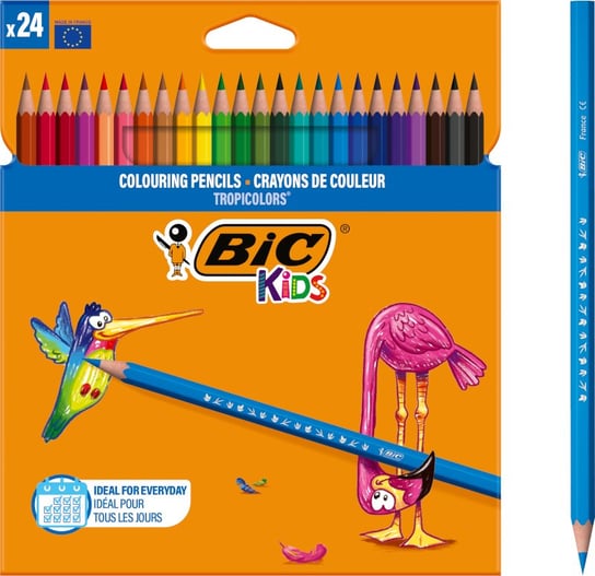 BIC KIDS TROPICOLORS KREDKI OŁÓWKOWE WYTRZYMAŁE DLA DZIECI BEZPIECZNE x24 BIC