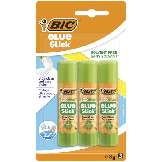 Bic, Klej w sztyfcie, ECOlutions Glue Stick, 8g, 3 sztuki BIC