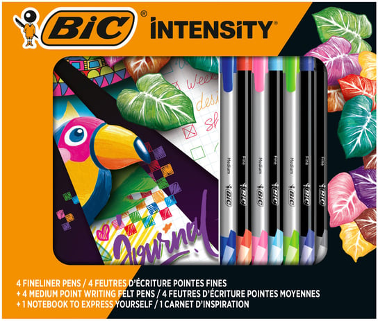 BIC, zestaw piśmienniczy notes + cienkopisy 8 kolorów bic intensity BIC