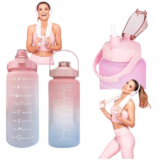 BIDON BUTELKA MOTYWACYJNA 2L Z MIARKĄ SZCZELNA BPA-FREE FITNESS SPORT FitVibe