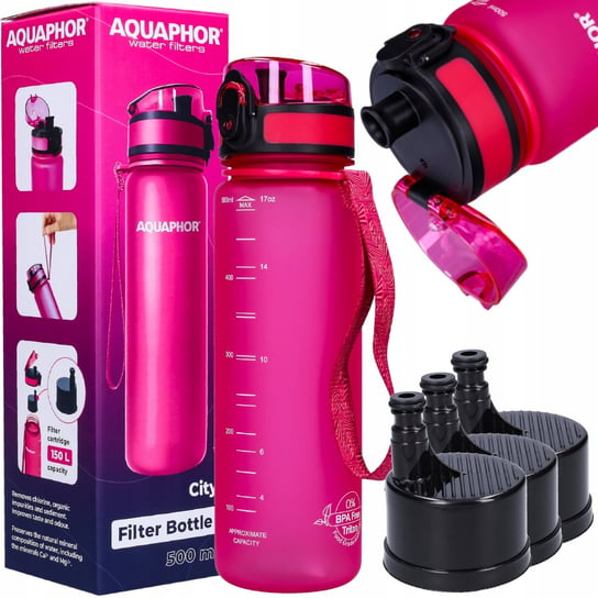 Bidon Filtr Butelka Aquaphor City Różowa 3 Wkłady AQUAPHOR