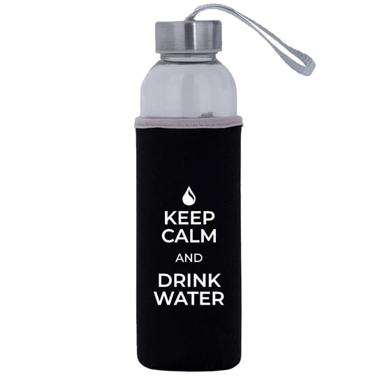 Bidon Szklany Czarny 25 (Keep Calm And Drink Water) Rezon