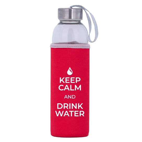 Bidon Szklany Czerwony 25 (Keep Calm And Drink Water) Rezon