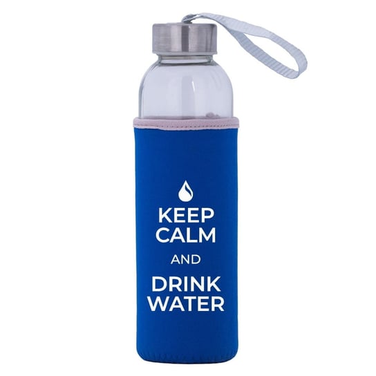 Bidon Szklany Niebieski 25 (Keep Calm And Drink Water) Rezon