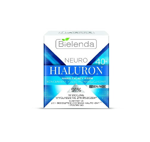Bielenda, Neuro Hialuron 40+, krem-koncentrat nawilżający przeciwzmarszczkowy na dzień i noc, 50 ml Bielenda