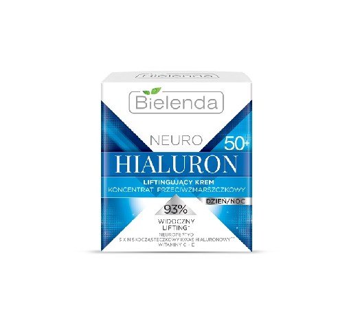 Bielenda, Neuro Hialuron 50+, krem-koncentrat liftingujący przeciwzmarszczkowy na dzień i noc, 50 ml Bielenda
