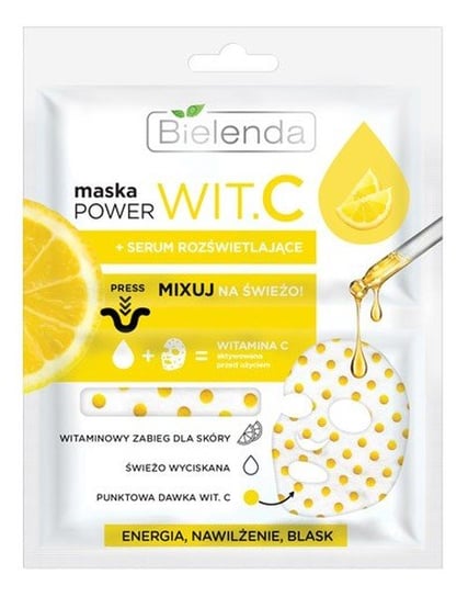 Bielenda Power Vit.C Maska w płacie + serum rozświetlające cytryna 22ml Bielenda