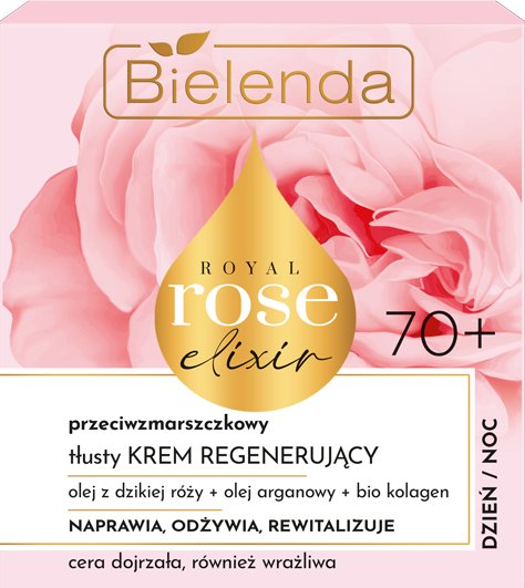 Bielenda, Royal Rose Elixir, Przeciwzmarszczkowy Tłusty Krem Regenerujący 70+, Dzień/ Noc, 50 Ml Bielenda