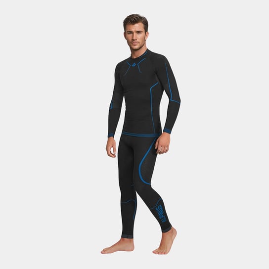 Bielizna termoaktywna męska Alpinus Lillehammer Set czarno-niebieska zimowa odzież XL/2XL Alpinus