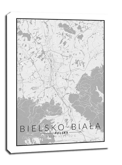 Bielsko Biała mapa czarno biała - obraz na płótnie 20x30 cm Galeria Plakatu