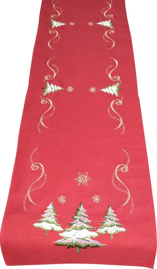 Bieżnik Bożonarodzeniowy, 40X140, Święta, Czerwony Z Haftem W Choinki, Os-302-C Dekorart